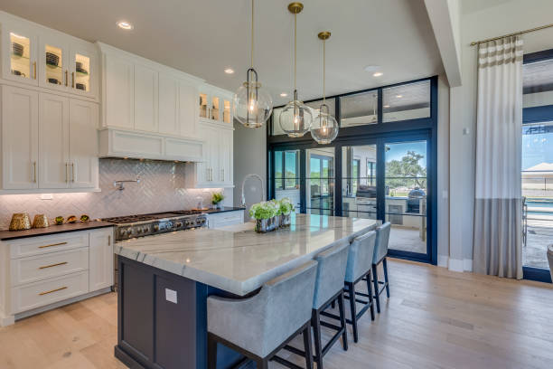 Lots of glass doors and windows lending natural light to the home Kitchen Remodeling<br />