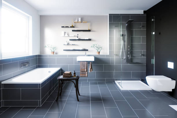 Contemporary Bathroom Design Tile Flooring and Wall Tiling<br />